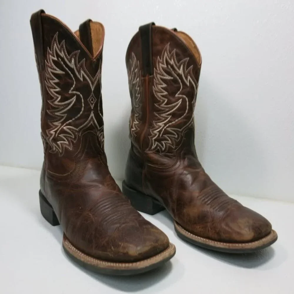 Rank-45 Oil Tanned Thick Leather Western Boots Kicker Footwear Men's 8 M